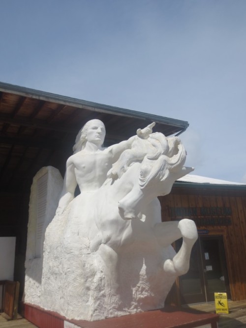 A 1/34 scale sculpture of the planned Crazy Horse Monument. The project was started in 1948 and will be 563 feet high - taller than Giza & the Washington Monument.